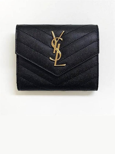 Matelasse Monogram Quilting Flap Half Wallet Black - SAINT LAURENT - BALAAN 2