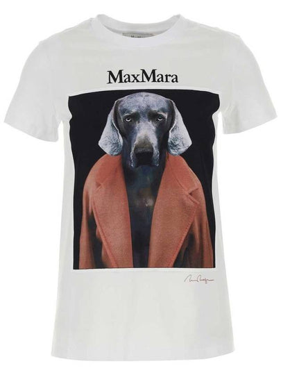 Graphic Print Crewneck Short Sleeve T-Shirt White - MAX MARA - BALAAN 2