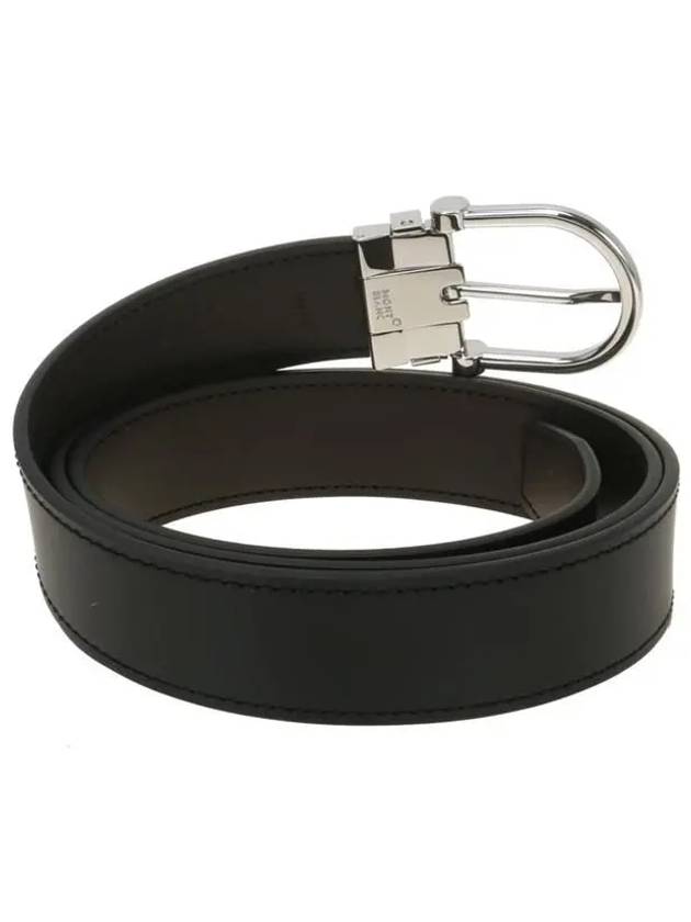 Horseshoe Stainless Steel Buckle Belt Black - MONTBLANC - BALAAN 3