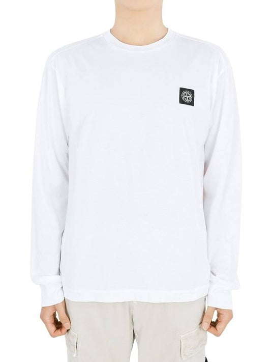 Chest Patch Long Sleeve T-Shirt White - STONE ISLAND - BALAAN 2