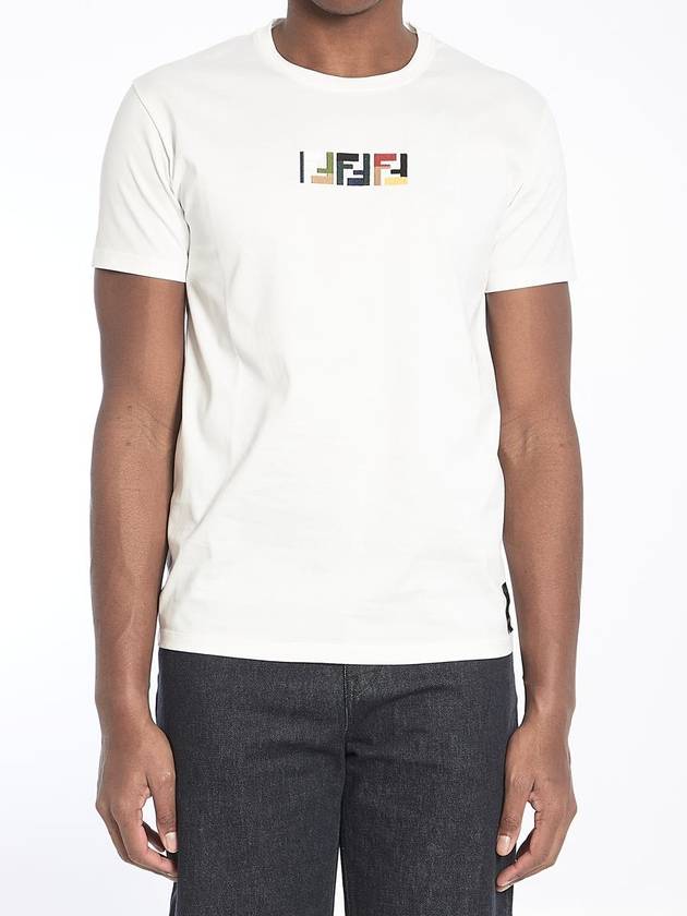 Embroidered Logo Short Sleeve T-Shirt White - FENDI - BALAAN 2