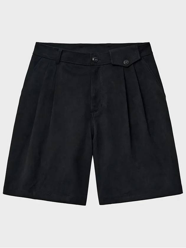 Suede Wide Bermuda Shorts Navy - NOIRER - BALAAN 3