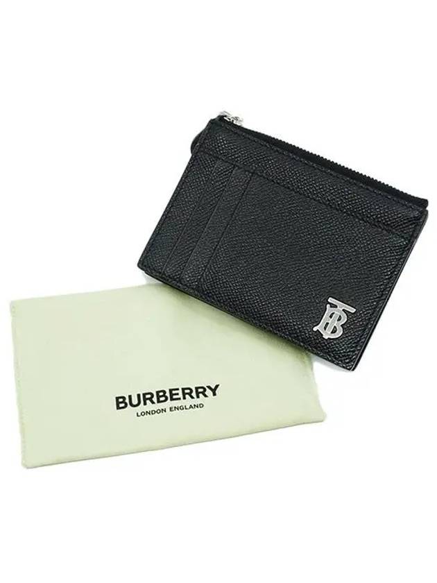 TB Zipper Grainy Leather Card Wallet Black - BURBERRY - BALAAN 3