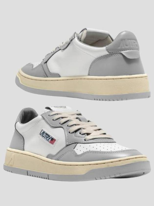 Men's Medalist Low Leather Sneakers Grey White - AUTRY - BALAAN 2