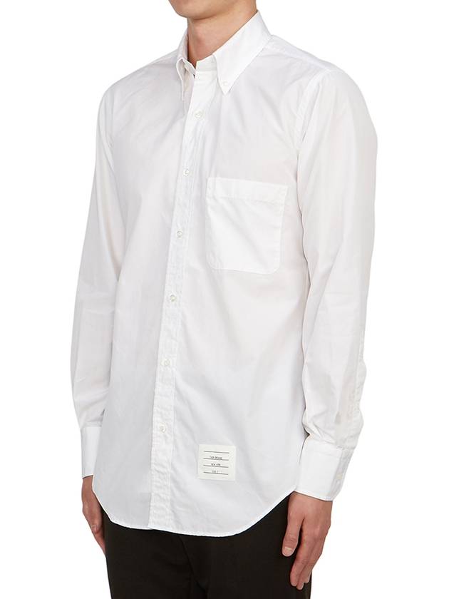 Men's Grosgrain Placket Solid Poplin Long Sleeve Shirt White - THOM BROWNE - BALAAN 6