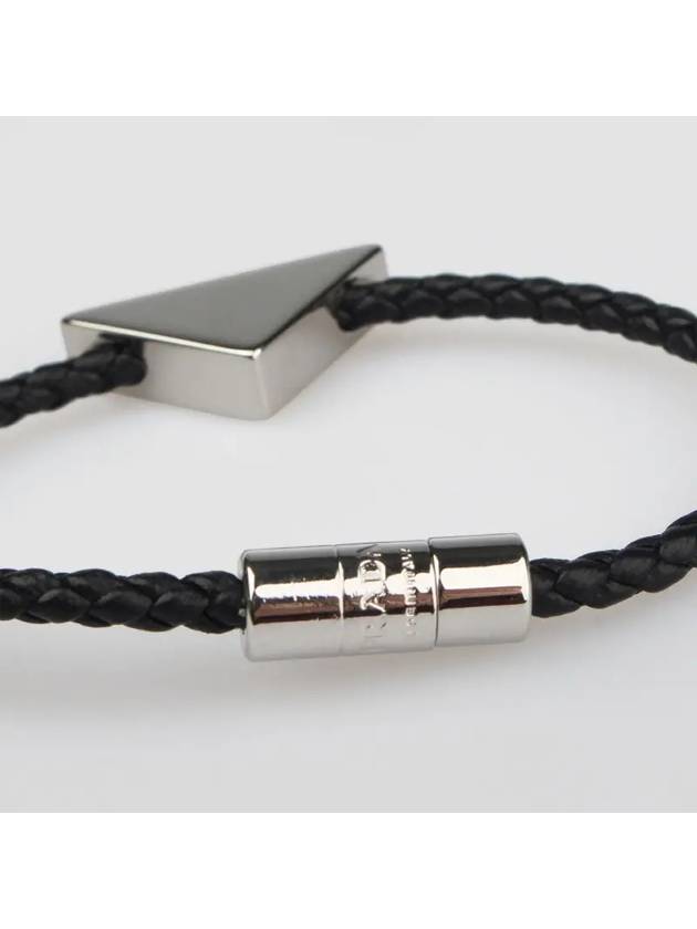 Braided Nappa Leather Bracelet Black - PRADA - BALAAN 3