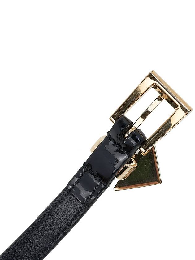 Saffiano Triangular Logo Buckle Leather Bracelet Black - PRADA - BALAAN 9