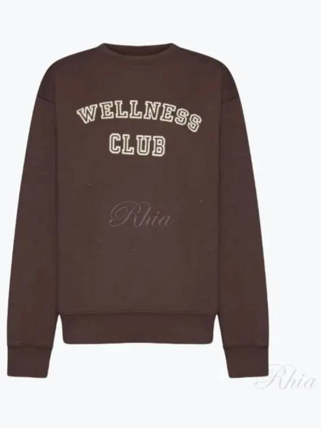 Wellness Club Flock Crew Neck Cotton Sweatshirt Brown - SPORTY & RICH - BALAAN 2