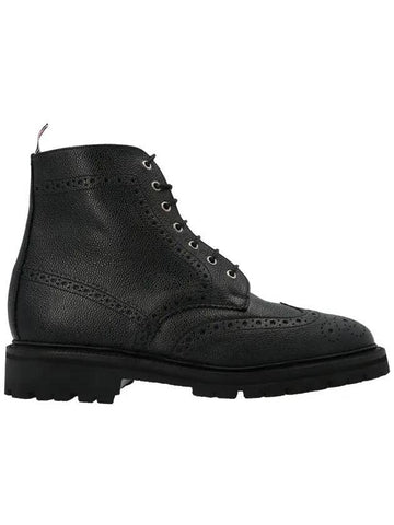 Men's Commando Sole RWB Tab Wingtip Ankle Boots Black - THOM BROWNE - BALAAN.