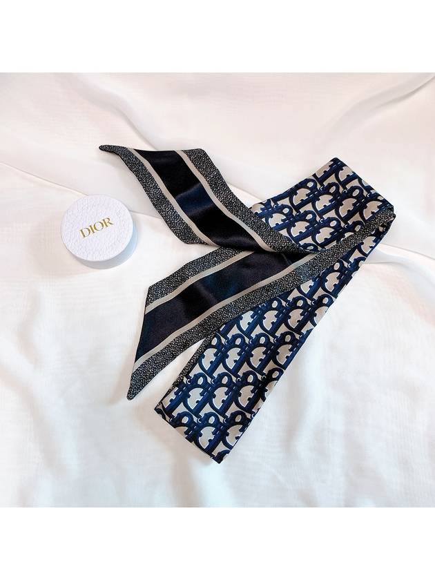 Oblique Mitzah Silk Twill Scarf Navy - DIOR - BALAAN 3