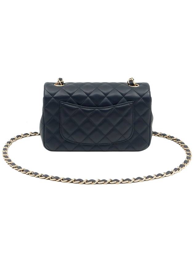 Dark Navy Lambskin CC Logo Champagne Gold Chain Classic New Mini Flap Shoulder Bag 29th A69900 - CHANEL - BALAAN 3