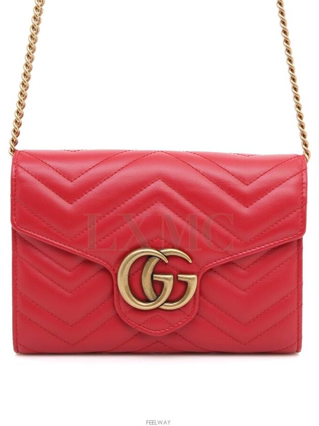 474575 Marmont Matelasse Mini Chain Bag WOC Cross Red Gold Plated - GUCCI - BALAAN 1