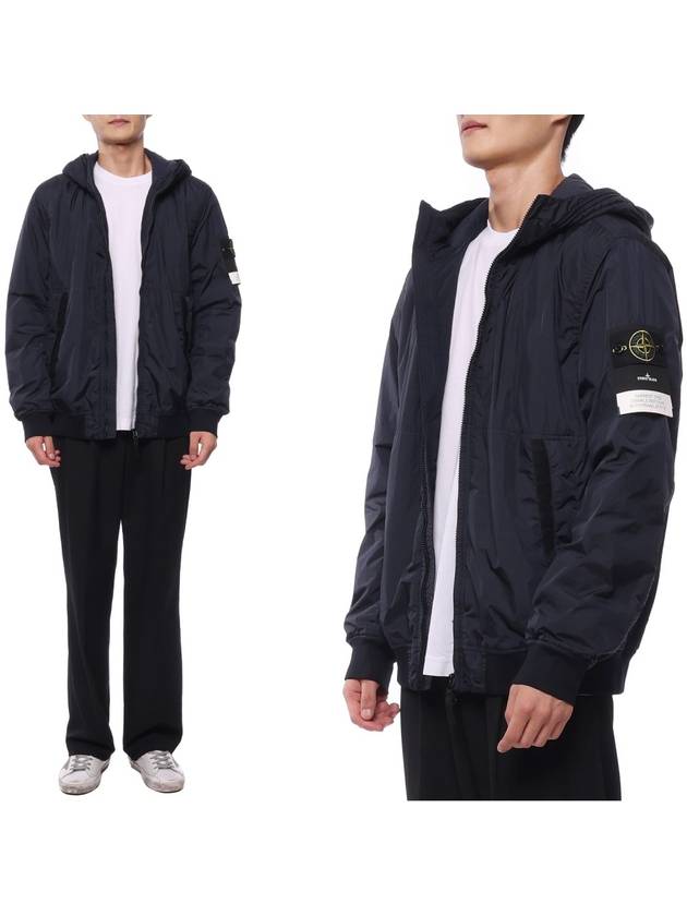 Men's Garment Dyed Crinkle Reps Recycled Nylon Primaloft TC Hooded Jacket Navy - STONE ISLAND - BALAAN 3