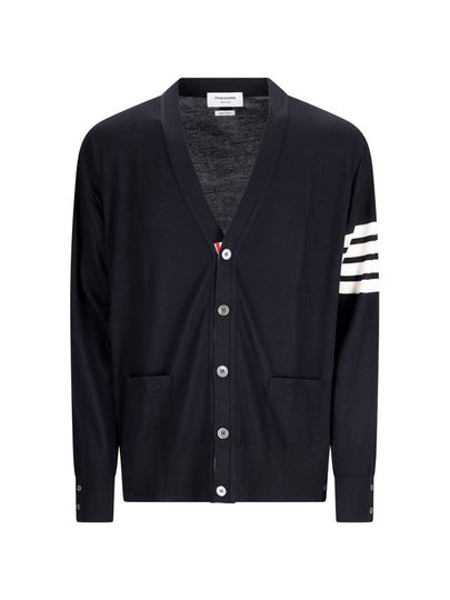 Men's Sustainable Classic Diagonal Wool Cardigan Navy - THOM BROWNE - BALAAN 2