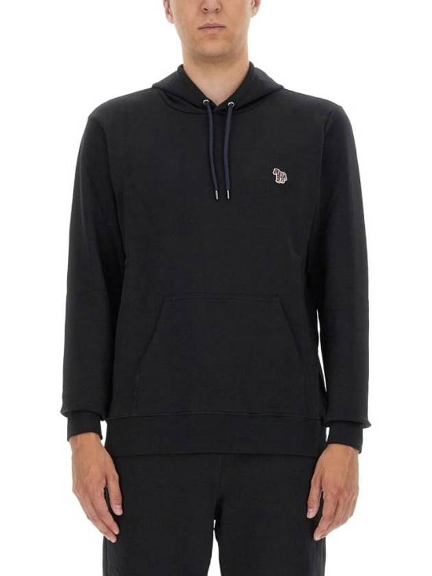 Zebra Patch Cotton Hoodie Black - PAUL SMITH - BALAAN 4