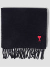 Small Heart Logo Wool Muffler Scarf Black - AMI - BALAAN 2