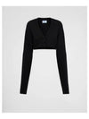 Cropped Wool Cashmere Cardigan Black - PRADA - BALAAN 2