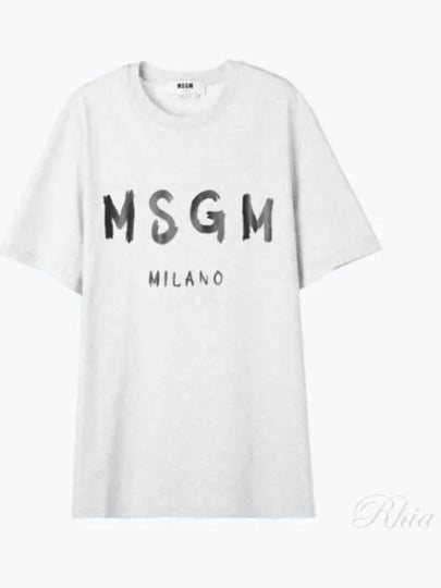 Women's Logo Print Short Sleeve T-Shirt Grey - MSGM - BALAAN 2