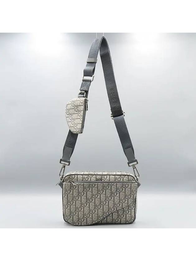 1ADPO276YKY Gray Oblique Saddle Triple Pouch Cross Bag - DIOR - BALAAN 4