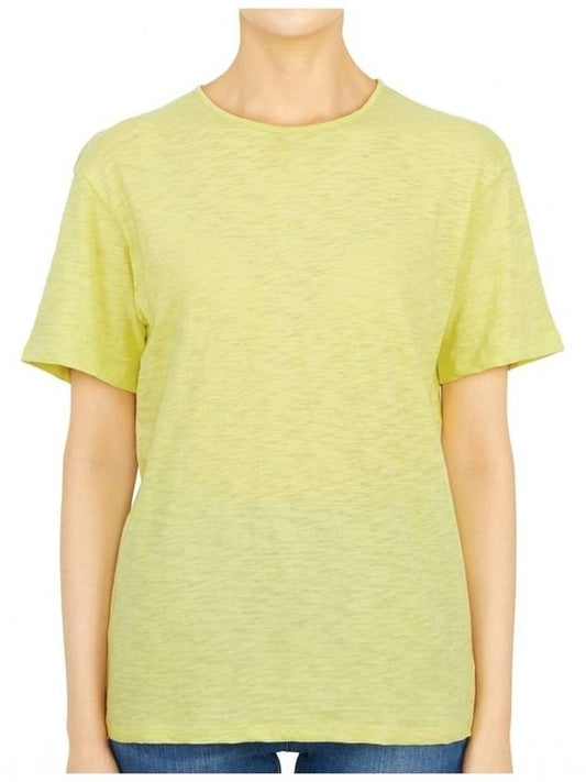 Women's Perfect Organic Slub Cotton Short Sleeves T-shirt Lime - THEORY - BALAAN 2