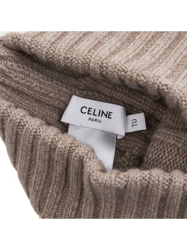 Triomphe Cable Knit Cashmere Beanie Light Taupe - CELINE - BALAAN 10