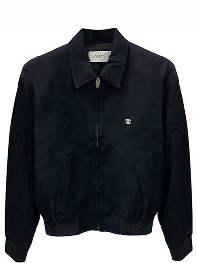 Triomphe Embroidered Rayon Twill Zip-Up Jacket Black - CELINE - BALAAN 2