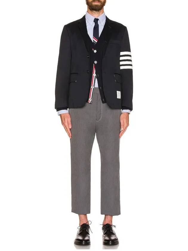 Men's Sustainable Classic Diagonal Wool Cardigan Black - THOM BROWNE - BALAAN 7