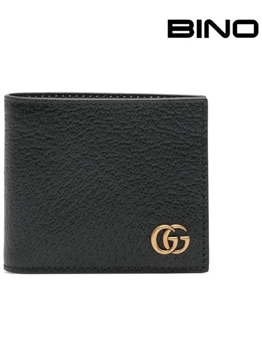 GG Marmont Leather Bi Fold Wallet Black Gold - GUCCI - BALAAN 2