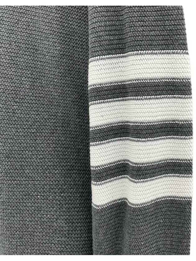 4 Bar Stripe Open Raschel Stitch Sweatshirt Grey - THOM BROWNE - BALAAN 4