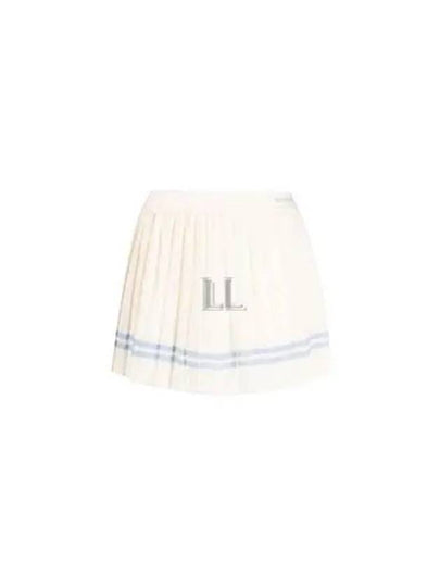 Serif Logo Stripe Detail Pleated Skirt Beige - SPORTY & RICH - BALAAN 2