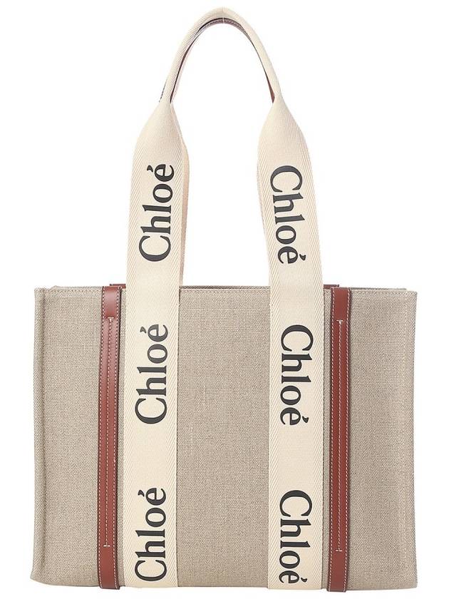 Woody Canvas Medium Tote Bag Brown - CHLOE - BALAAN 4