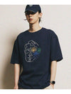 Face flower embroidery short sleeve t shirt navy - FFEFF STUDIO - BALAAN 4