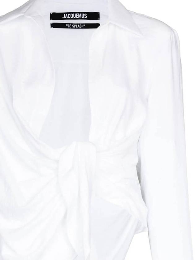 Le Chemise Bahia Tied Sash Shirt White - JACQUEMUS - BALAAN 3