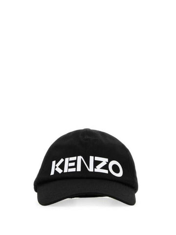 Paris Logo Print Cotton Ball Cap Black - KENZO - BALAAN 1