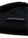 Logo Patch Wool Cashmere Beanie Black - PATOU - BALAAN 4