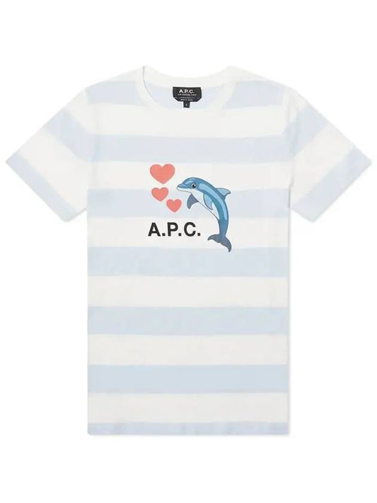 Chloe Dolphin Logo Striped Short Sleeve T-Shirt Blue - A.P.C. - BALAAN 2