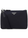 Triangle Logo Re-Nylon Saffiano Leather Shoulder Bag Midnight Blue - PRADA - BALAAN 2