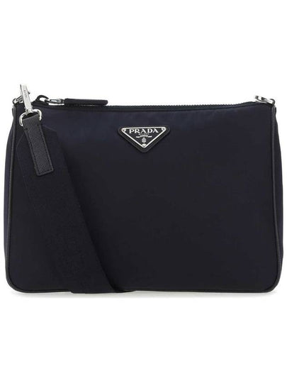 Triangle Logo Re-Nylon Saffiano Leather Shoulder Bag Midnight Blue - PRADA - BALAAN 2