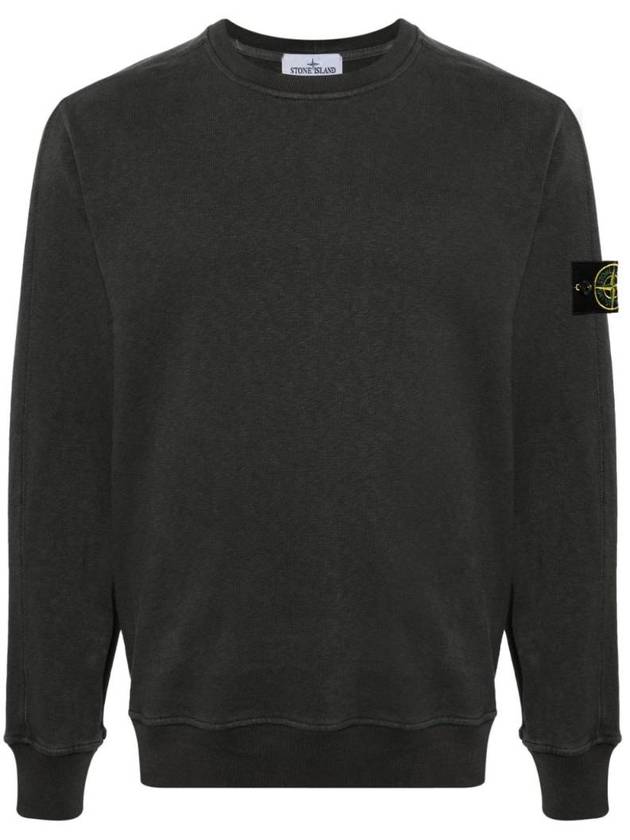 Logo Patch Crew Neck Sweatshirt Dark Grey - STONE ISLAND - BALAAN 1