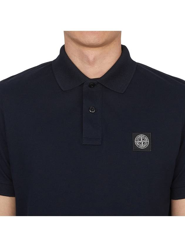 Organic Cotton Elastane Pique Polo Shirt Navy - STONE ISLAND - BALAAN 6