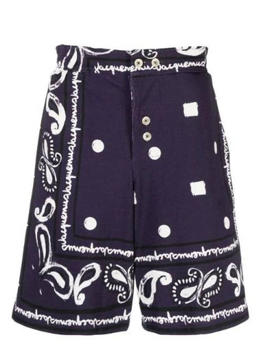 Le Short Pingo Paisley Print Bandana Shorts Navy - JACQUEMUS - BALAAN 1