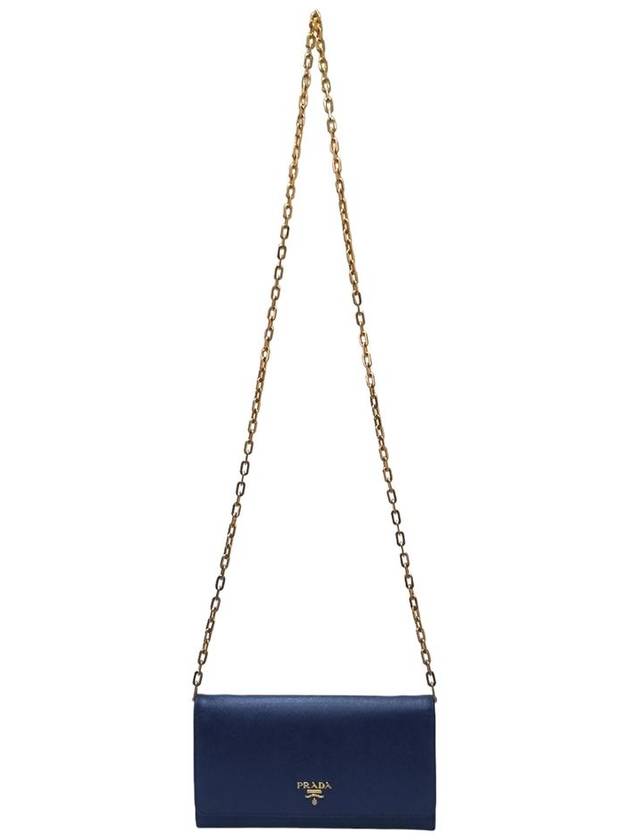 Women s 1M1440 Navy Saffiano Gold Chain Wallet and Mini Cross Bag - PRADA - BALAAN 4