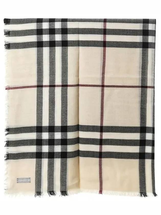 Checked Wool Scarf Beige - BURBERRY - BALAAN 3