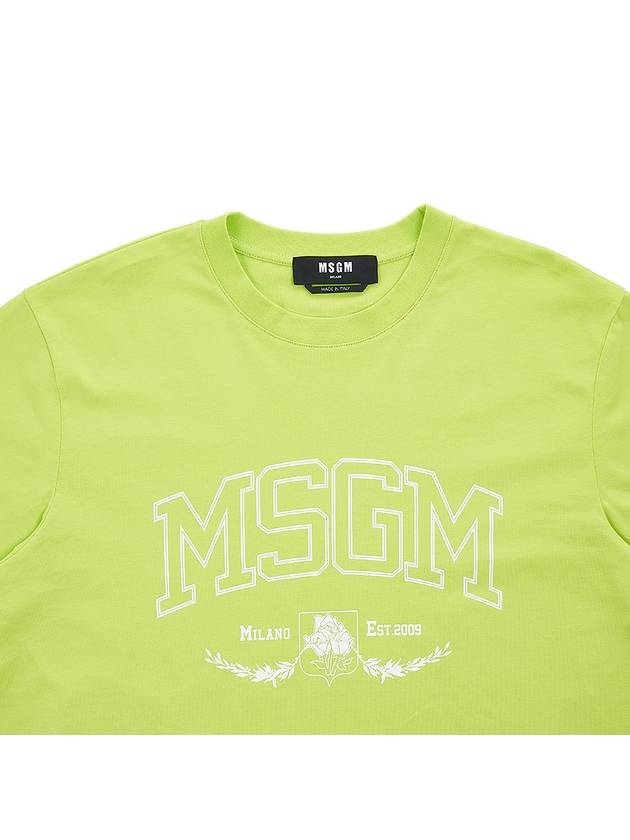 Men's Logo Print Cotton Short Sleeve T-Shirt Green - MSGM - BALAAN 4