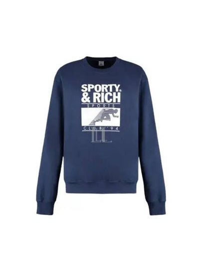 Motion Club Crew Neck Cotton Sweatshirt Navy - SPORTY & RICH - BALAAN 2