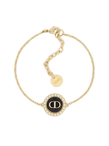 Petit CD Baroque Resin Pearl Bracelet Black Gold - DIOR - BALAAN 1