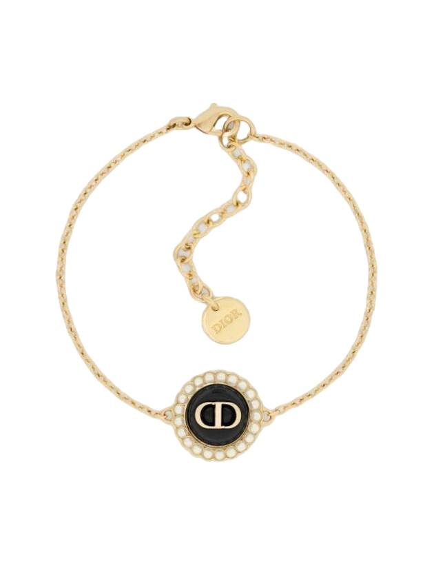 Petit CD Baroque Resin Pearl Bracelet Black Gold - DIOR - BALAAN 1