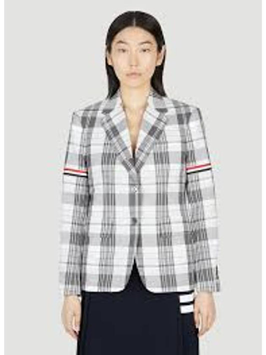 RWB Arm Banding Madras Check Jacket Med Grey - THOM BROWNE - BALAAN 1