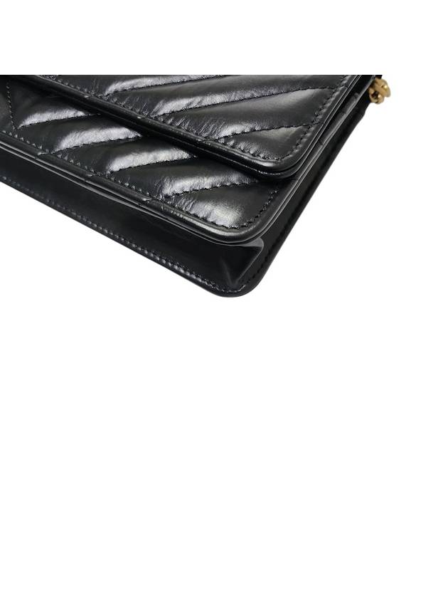 A70328 Black Chevron Calfskin 2 55 WOC Gold Chain Cross Bag - CHANEL - BALAAN 5