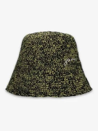 Embroidered Logo Chunky Knit Bucket Hat Green - GANNI - BALAAN 2